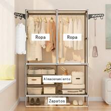 1 closet de doble multifuncional de 3 capas, soporte de acero inoxidable, gran capacidad, almacenable ropa, zapatos, juguetes, etc.navidad - Negro - Ver 3