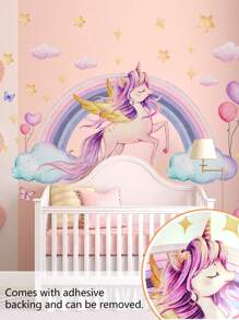 1 Set Cartoon Unicorn & Star Decorative Wall Stickers, Suitable For Kids Room, Bedroom, Home Decor - Multicolor - View 9