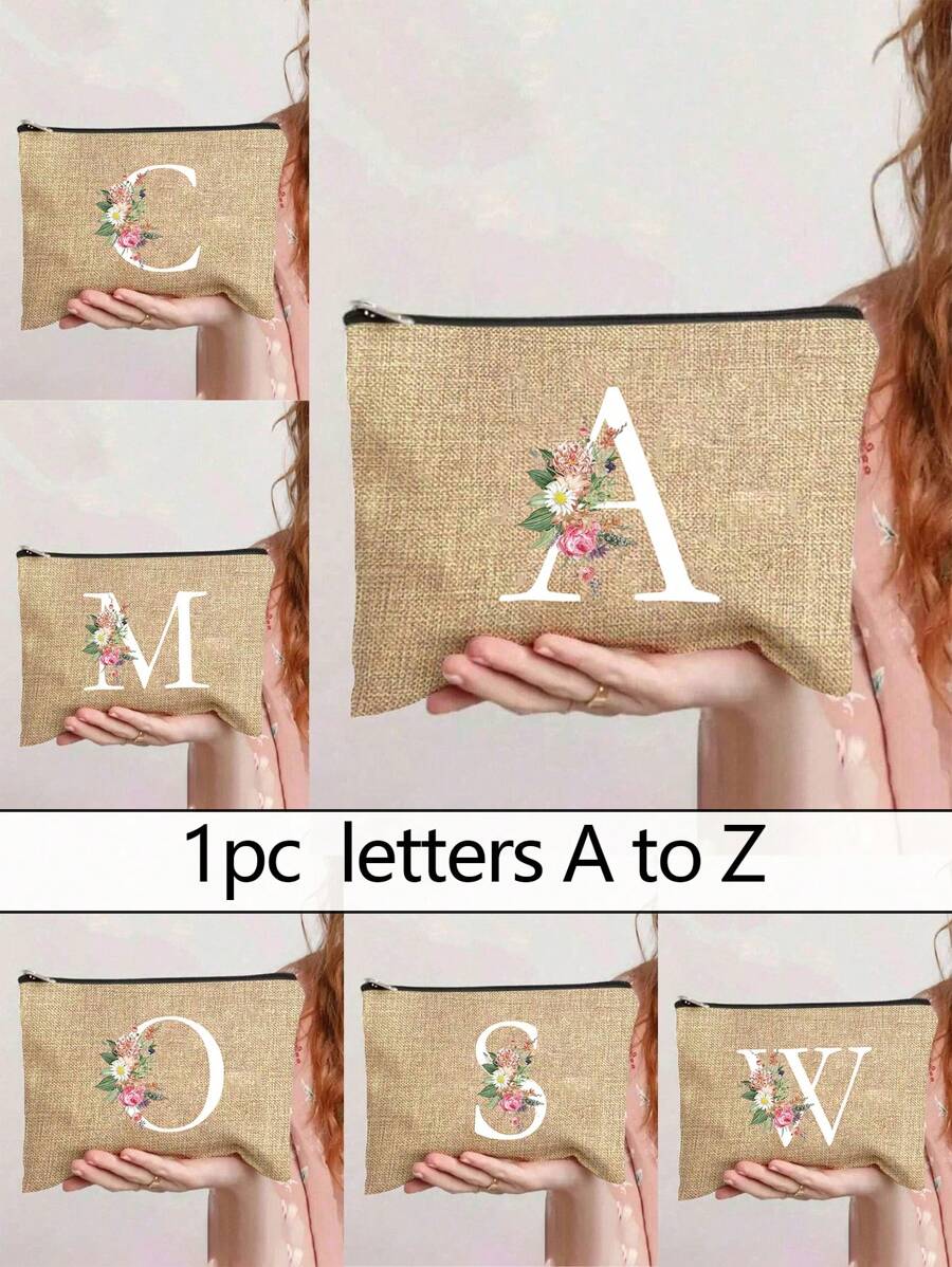 1 túi đựng mỹ phẩm in chữ cái A-Z, quà tặng cho bé gái, túi đựng đồ in họa tiết chữ cái tối giản phong cách retro dễ thương, túi trang điểm, túi đựng đồ nhỏ, túi đựng đồ vệ sinh cá nhân, ví cầm tay, túi đựng đồ gấp gọn nhẹ, túi mua sắm tối giản, ví cầm tay quà tặng giáo viên, túi đựng đồ cho y tá/bác sĩ/giáo viên, thích hợp để đựng đồ trang điểm cá nhân khi đi du lịch, túi đựng mỹ phẩm, túi đựng đồ trang điểm.