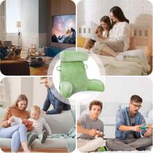 Almofada de leitura com apoio de braço e almofada de encosto com almofada removível para adultos e crianças sentarem-se confortavelmente na cama/sofá
