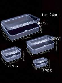 透明塑料收纳盒套装耐用且可堆叠，非常适合纽扣、珠宝、珠子等多功能收纳盒，混合尺寸，方便工艺项目管理 - 無色 - 查看 4