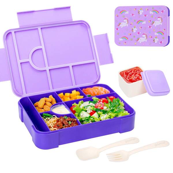 1pc 1330ml Bento Lunch Box, Leak-Proof Lunch Box For Students And Adults, Food Container And Cutlery Set With 7 Compartments, Suitable For School, Office, Outing, Microwave, Dishwasher