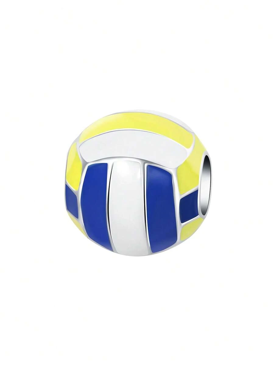 Silver Plated Charm Round Sports Volleyball Tricolor Pendant Charm Pendant Ball Suitable For Bracelets DIY Women's Jewelry - Silver - View 1