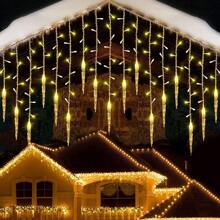 Icicle Christmas Lights, 11.5ft 96 LED Connectable Icicle String Lights With 16 Drops, Window Curtain Fairy Lights With 8 Modes, Icicle Fairy Twinkle Lights For Christmas Decorations - Warm White - View 5