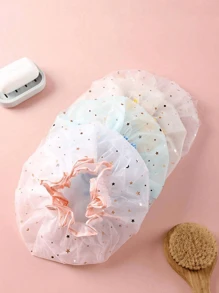 4pcs/1 Shower Cap, Double Layer Hair Cap, Prevent Hair Loss Cap, Bath And Sleep Cap, Hair Drying Cap, Hair Dye Cap, Elastic Hair Tie, Waterproof, Eva Reusable Hat For Women. Suitable For Shower, Hair Salon, Sauna, Kitchen