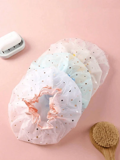 4pcs/1 浴帽，双层发帽，防脱发帽，沐浴和睡眠帽，干发帽，染发帽，弹性发带，防水，Eva 可重复使用女士帽子。适用于淋浴、美发沙龙、桑拿、厨房