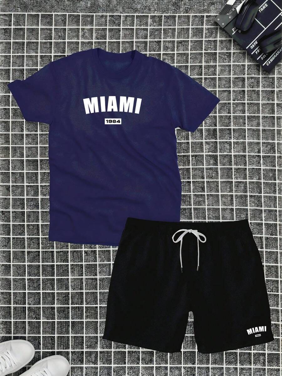 Cotton T-Shirt + Short Tectel Miami Summer Combo Kit - Navy Blue - View 1