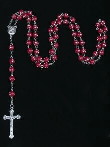 1 件欧美时尚个性化复古简约亚克力水钻珠子项链配圣母玛利亚，男女通用，适合日常佩戴 - 彩色 - 查看 12