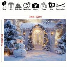 1 tấm phông nền chụp ảnh Giáng sinh mùa đông bằng polyester - Cảnh người tuyết, cây thông và bông tuyết - Biểu ngữ tiệc không dùng điện để trang trí phòng và vườn, thích hợp cho Giáng sinh và các ngày lễ chung, lý tưởng cho đạo cụ chụp ảnh và phông nền, Giáng sinh - Nhiều màu - Xem 2