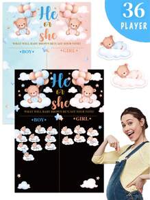 1 set Giochi per la rivelazione del sesso del bambino, cartellone per previsione del sesso, decorazioni per festa di rivelazione del sesso, giochi per festa di compleanno per bambino o bambina, regali per future mamme, decorazioni e regali per baby shower e famiglia