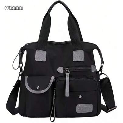 Bolsa Mujer Impermeable Viaje QUANNA Nylon Tote Crossbody Bandolera Color Negro,Bolso Multifuncional Impermeable Y Antirrobo Hombro Grande