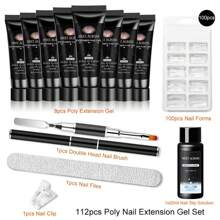 Zestaw 113 żeli Poly Nail Gel z narzędziami do przedłużania paznokci, 8 żeli akrylowych 20 ml w kolorze różowego, przezroczystych, akrylowych, zestaw do przedłużania paznokci Quick Builder Gel z formą, szczoteczka do paznokci, klipsy, płyn do czyszczenia, zestaw do przedłużania paznokci akrylowych, zestawy do manicure, akcesoria do paznokci, zestaw startowy Polygel Nail Art, prezenty do salonu DIY dla kobiet - Wielokolorowe - Zobacz 3