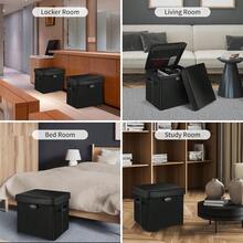 Fireproof Storage Footstool With Lock For Safe Storage Of Important Documents Folding Design - Black - View 3
