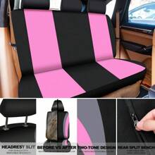 35-Piece Car Seat Cover Set With Steering Wheel Cover, Cup Holder Coasters, Shoulder Pads, And Accessories - Polyester Fabric Interior Decor Kit Without Filler,Pink Car Stuff - 粉色 - 查看 3