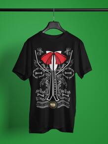 Playera para Caballero con diseño de Traje de Mariachi Plateado Fiestas Patrias para Caballero - Negro - Ver 3