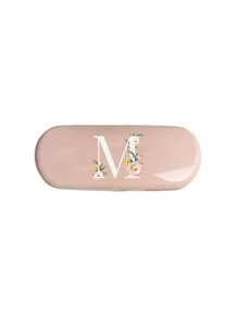 1pc Cream Solid Color Eyeglass Case, New Minimalist Design, Portable, Waterproof And Dustproof (Small, Plastic Material) Letter Eyeglass Hard Case - PU Leather A-Z Floral Print Eyeglass Case - Pink - View 19