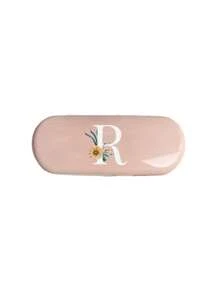 1pc Cream Solid Color Eyeglass Case, New Minimalist Design, Portable, Waterproof And Dustproof (Small, Plastic Material) Letter Eyeglass Hard Case - PU Leather A-Z Floral Print Eyeglass Case - Pink - View 13