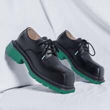 Men's Contrast Color Thick Sole Casual Dress Shoes - Green 1 - View 1