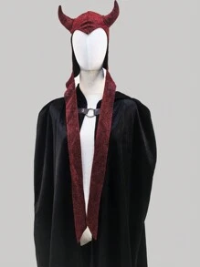 1 chiếc mũ dài màu đỏ tía bóng, có dây chun, giả sừng, thích hợp cho lễ hội Halloween, biểu diễn sân khấu, tiệc tùng. - Màu Đỏ Sâu - Xem 3