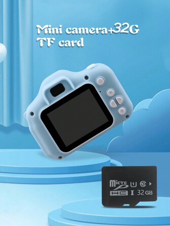 Reletech ABS Portable Cute Mini Camera Suitable For Teenagers, With A 2.0-Inch Clear Screen And A Single Shot Of 300000 Pixels. It Has A Simple And Cute Appearance And Is Equipped With A  Memory Card With 32GB For Smooth Use