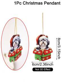 Ornements avec motif de chien de Noël, boîte-cadeau, charms de chiens suspendus, décoration de sapin de Noël, décoration de Noël pour les amateurs d'animaux de compagnie, décoration de Noël Décoration intérieure 2024 Bonne année 2025 Cadeaux, Noël