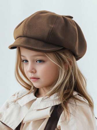 1PC Kids Solid Retro Beret Hat, Unisex Cute Fashion Artist Cap For Spring & Autumn Toddler Girls Boys Outdoor Daily Use