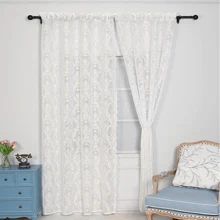 1 件灯笼花蕾丝窗帘，简约风格透明窗帘，适用于窗户、隔断、露台、阳台 - 白色 - 查看 11