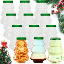 12pcs Christmas Plastic Juice Bottles With Lid 480ml Christmas Tree Shaped Water Bottles Clear Christmas Candy Jar Empty Beverage Container For Smoothies Milk Party Favors Christmas Decorations Christmas Decor Christmas Gifts Christmas Party Supplies Christmas Gift Bags Christmas Bags Christmas Stickers