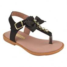 Children's Sandals For Girls With Comfortable Butterfly Knot Rhinestones - màu đen - Xem 2