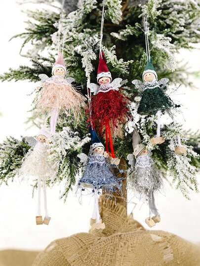 1 peça de decoração natalina: pingente de perna de menina, criativo e inovador, com formato de anjinho, boneca, renda de anjo, enfeite para janela ou árvore de Natal, decoração natalina para casa e quarto.