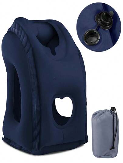 Almohada de Viaje Inflable,Almohada Viaje Hinchable Portátil,Cojin Viaje Hinchable con Bolsa de Almacenamiento,para Avión,Automóvil, Siesta de Oficina, Camping,Accesorios de Viaje
