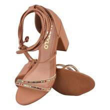 Women's High Block Heel Sandal Strass Strap Laguna - Marrón Mocha - Ver 2