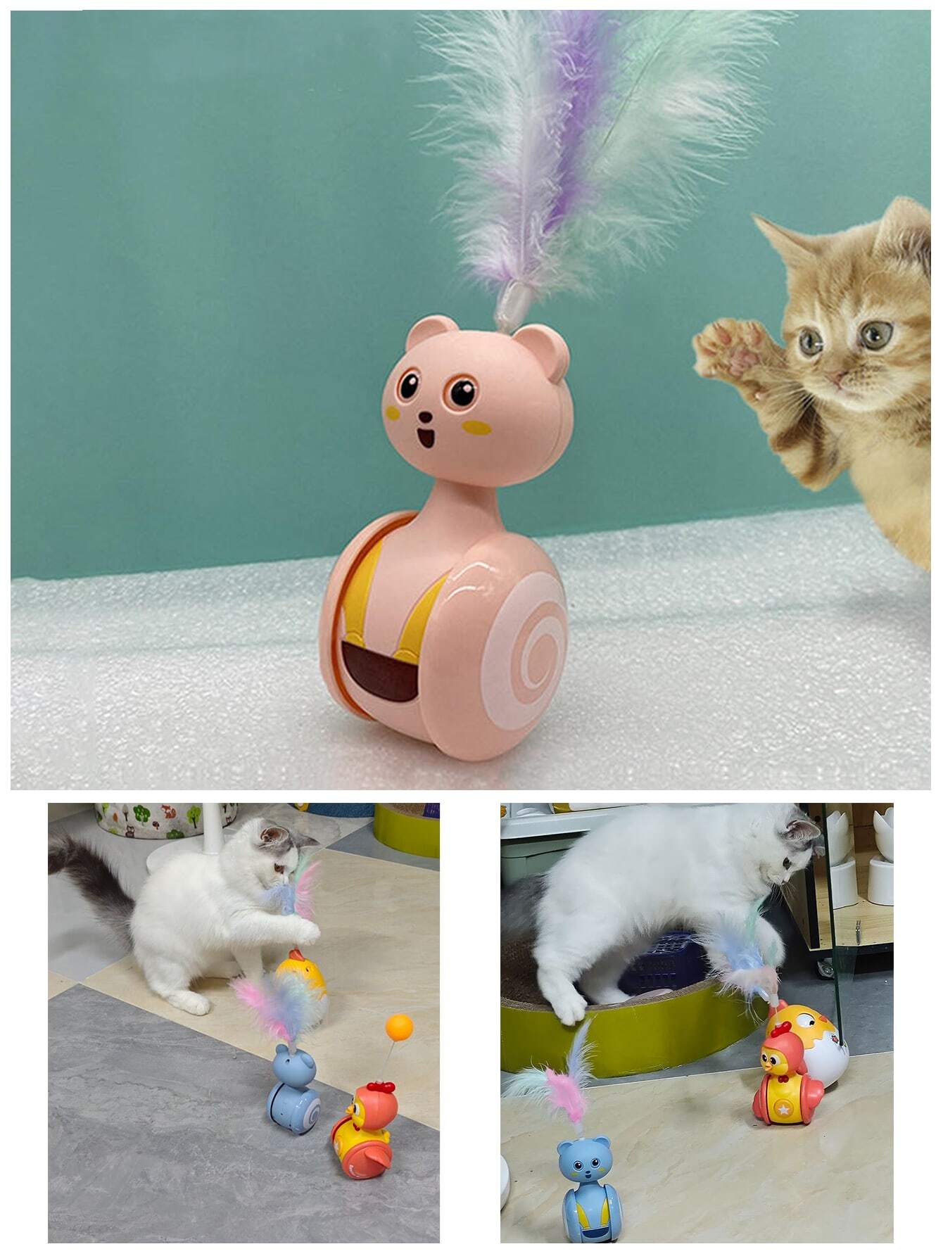 Cat Tumbler Sound Cat Toy Bell With Feather Puzzle Cat Stick Toy Cat