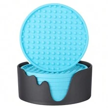 8 件/套硅胶饮料杯垫 - 带支架的防滑杯垫套装，8 件装 - 用于办公室或家庭桌面保护的杯垫 - 适用于室内外的牢不可破的桌面杯垫 - 彩色 - 查看 12