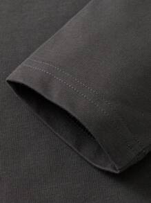 mini bala 男童和女童长袖T恤新款宽松儿童基础款T恤 - 灰色 - 查看 4