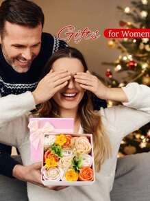 Valentine'S Day Decor, 10Pcs Rose Romantic Artificial Flowers Gift Soap Rose Preserved Forever Gifts Box For Her Women Birthday,Mother'S Day, Anniversary'S,Teachers' Day,Wedding,Home Decor Living Room