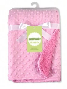 1 件-29.9 英寸 * 40.1 英寸粉色大号柔软亲肤泡泡毯儿童浴巾可爱纯色豆毯婴儿浴巾适合居家旅行 - 粉色 - 查看 5