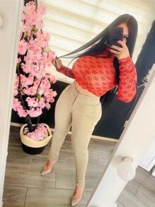 PANTALON MEZCLILLA STRECH 2 BOTONES TONO CAQUI - Caqui - Ver 1