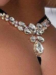 1 件钻石装饰内裤，适合女性日常佩戴，可作为珠宝配饰，适合夏季海滩，Y2K 风格