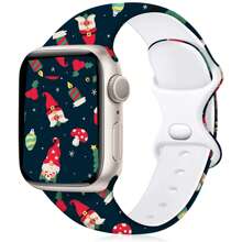 1 件圣诞松枝设计硅胶防水表带，适用于 38 毫米 40 毫米 41 毫米 42 毫米 44 毫米 45 毫米 49 毫米 Apple Watch，休闲运动智能手表表带 - 均碼 - 查看 2