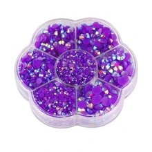5000 件/盒，2 毫米 3 毫米 4 毫米 5 毫米 6 毫米，5 种尺寸，果冻糖，透明 AB 水晶珠，花形盒包装，圆形平底水钻多色水晶宝石非热熔 DMC 珠宝珠，玻璃石钻石 3D 图案设计配件闪光美甲贴花装饰用于衣服、包、鞋、杯子、手机壳、手工艺品、DIY 装饰。