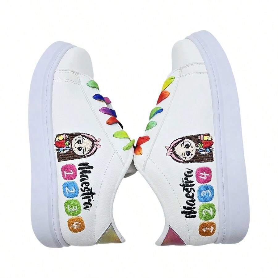 Tenis Bordados de Maestra - Blanco - Ver 1
