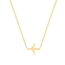 Minimalist Elegant Stainless Steel Plated 18K Gold Non-Fading Smooth Hollow Airplane Necklace Airplane Pendant Necklace For Women