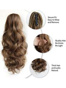 16Inch Ponytail Extension Hair Pony Tails Extensions Clip On Ponytails For Women In Wig Wavy - Multicolor - View 5