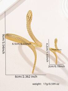 1set European & American Exaggerated Fashion Unique Snake Shape Ring & Bracelet Set For Women - Yellow Gold - View 3