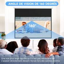HOMCOM Écran de projection TV et Home Cinema de 80 Pouces vidéo projecteur 16:9 4K HD, fixation mural ou plafond, 187L x 8P x 150H cm - Blanc - Voir 7