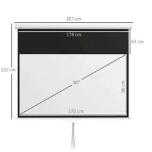 HOMCOM Écran de projection TV et Home Cinema de 80 Pouces vidéo projecteur 16:9 4K HD, fixation mural ou plafond, 187L x 8P x 150H cm - Blanc - Voir 2