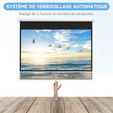 HOMCOM Écran de projection TV et Home Cinema de 80 Pouces vidéo projecteur 16:9 4K HD, fixation mural ou plafond, 187L x 8P x 150H cm - Blanc - Voir 5