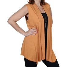 Women's Maxi Viscolycra Stretched Vest Elegant Tailoring Third Piece - Camel - View 5
