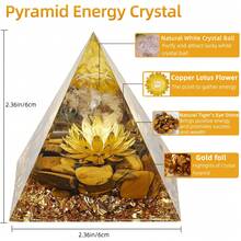 Orgone Pyramid Flower Of Life Crystals And Healing Crystal Pyramid Chakra Reiki Positive Energy Generator - 虎眼石&白水晶 - 查看 2